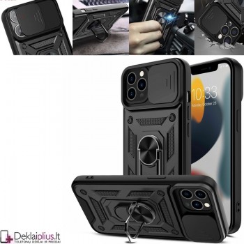 5in1 smūgiams atsparus dėklas su žiedu ir kameros apsauga - juodas (Apple Iphone 11 Pro Max)